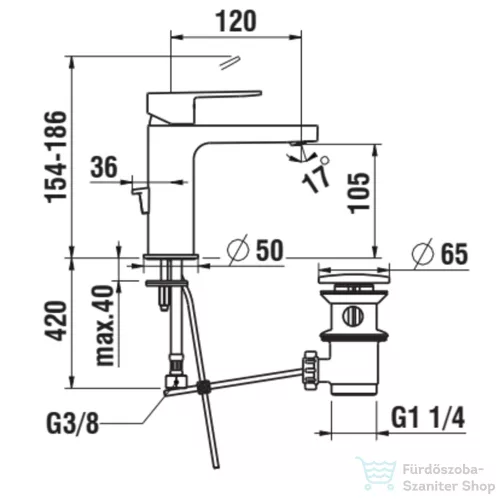 Laufen NEJA egykaros mosdó csaptelep 120 mm-es kifolyócső, ECO+, húzórudas lefolyószeleppel, króm H3115110041111