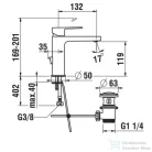 Laufen NEJA egykaros mosdó csaptelep 132 mm-es kifolyócső, ECO+, húzórudas lefolyószeleppel, króm H3115110041211