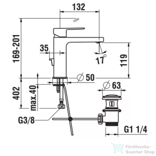 Laufen NEJA egykaros mosdó csaptelep 132 mm-es kifolyócső, ECO+, húzórudas lefolyószeleppel, króm H3115110041211