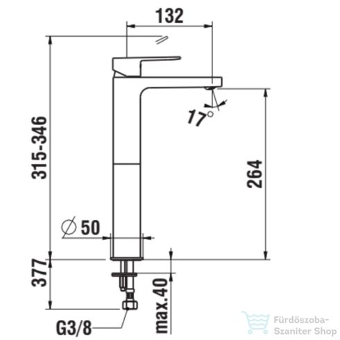 Laufen NEJA magasított mosdó csaptelep ECO+, 132 mm kifolyócső, lefolyószelep nélkül, króm H3115180041201