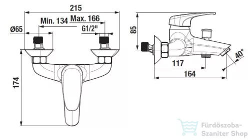 Jika DEEP BY JIKA kádtöltő csaptelep zuhanyszett nélkül, króm H3211U70044001