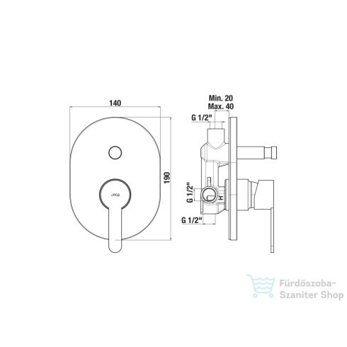 Jika LYRA SMART falsík alatti kád/zuhany csaptelep alaptesttel, króm H3211Z60040001