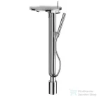 Laufen KARTELL BY LAUFEN oszlopos kád csaptelep szett, korongpolccal, szintetikus flexibilis tömlővel 1250 mm, és TwinStick kézi zuhannyal, króm 3213310041211