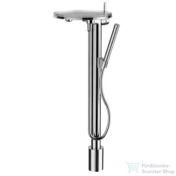   Laufen KARTELL BY LAUFEN oszlopos kád csaptelep szett, korongpolccal, szintetikus flexibilis tömlővel 1250 mm, és TwinStick kézi zuhannyal, króm 3213310041211