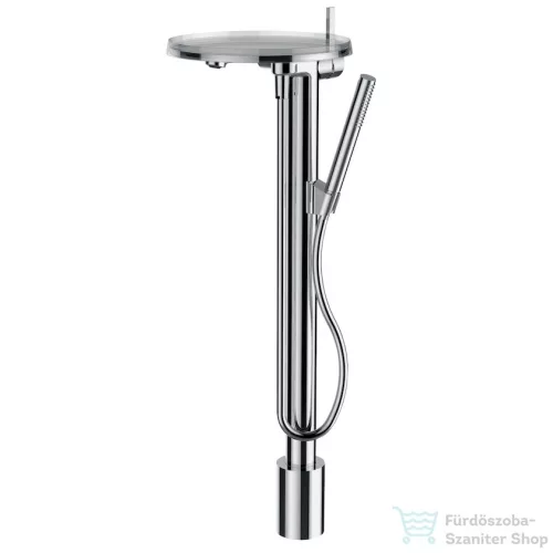 Laufen KARTELL BY LAUFEN oszlopos kád csaptelep szett, korongpolccal, szintetikus flexibilis tömlővel 1250 mm, és TwinStick kézi zuhannyal, króm 3213310041211