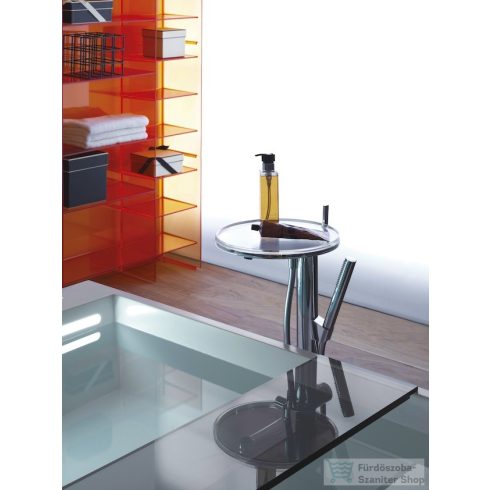 Laufen KARTELL BY LAUFEN oszlopos kád csaptelep szett, korongpolccal, szintetikus flexibilis tömlővel 1250 mm, és TwinStick kézi zuhannyal, króm 3213310041211