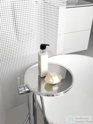 Laufen KARTELL BY LAUFEN oszlopos kád csaptelep szett, korongpolccal, szintetikus flexibilis tömlővel 1250 mm, és TwinStick kézi zuhannyal, króm 3213310041211