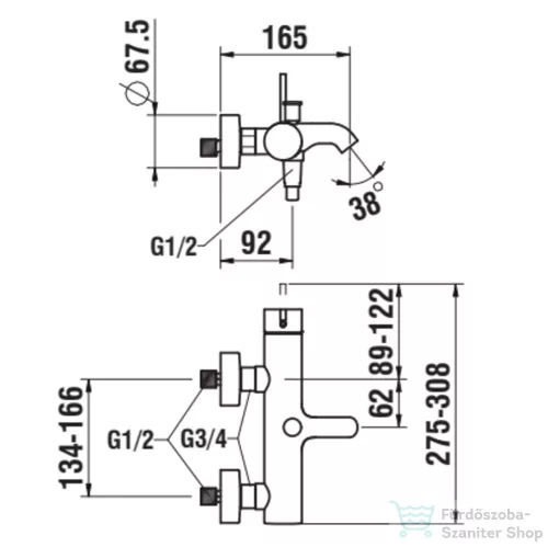 Laufen Kartell By Laufen kádtöltő csaptelep zuhanyszettel,króm H3213370041411