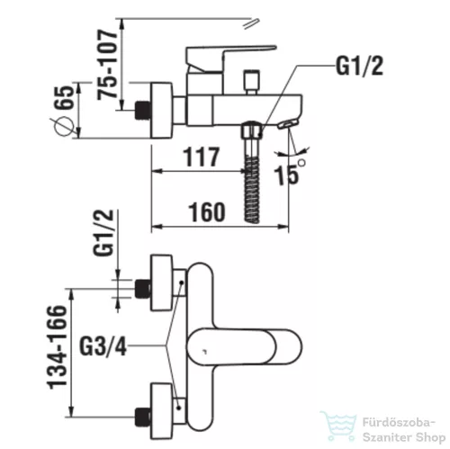 Laufen NEJA kádtöltő csaptelep zuhanyszettel, króm H3215170041311