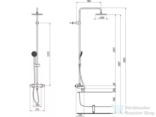 Jika MIO termosztátos zuhanyrendszer kádtöltővel, króm H3237170045711