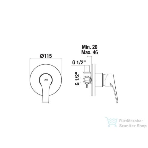Jika CUBE falsík alatti kád/zuhany csaptelep alaptesttel, króm H3311W60040001