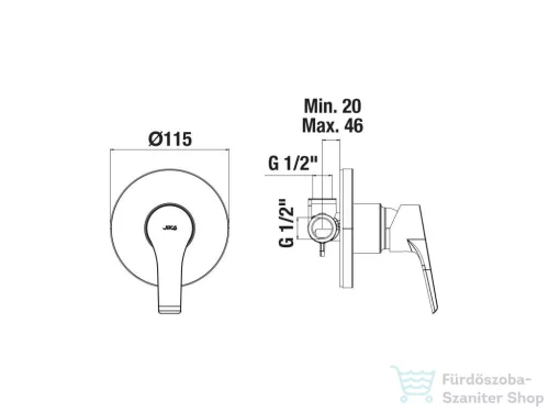 Jika CUBE falsík alatti kád/zuhany csaptelep alaptesttel, króm H3311W60040001