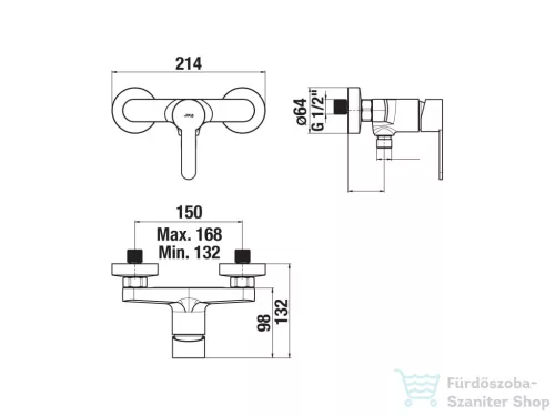 Jika LYRA SMART zuhany csaptelep zuhanyszett nélkül, króm H3311Z70044001