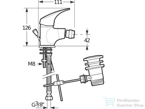 Jika TALAS bidé csaptelep automata leeresztővel, króm H3411N10041111
