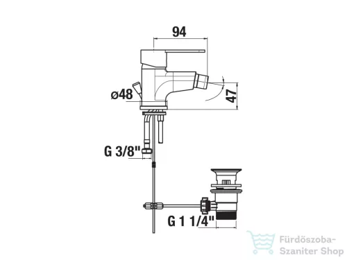 Jika LYRA SMART bidé csaptelep automata leeresztővel, króm H3411Z10041171