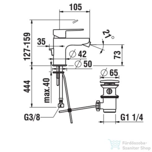 Laufen NEJA bidé csaptelep húzórudas leeresztő szeleppel, króm H3415110041111