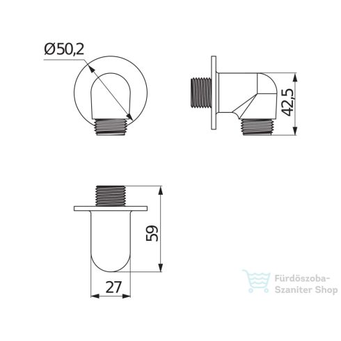 Jika RIO gégecső csatlakozó, króm H3631R00041501
