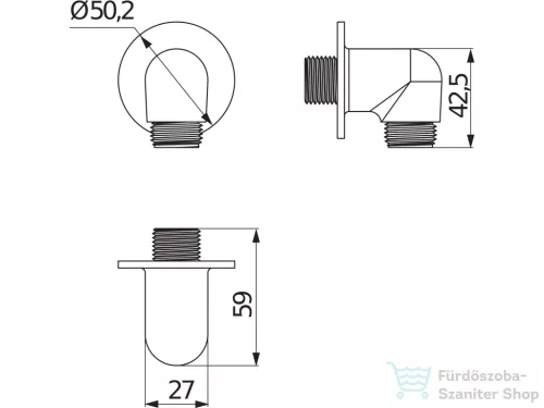 Jika RIO gégecső csatlakozó, króm H3631R00041501