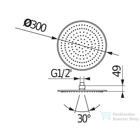 Jika CUBITO N 30 cm-es fejzuhany, fényes króm H3671X10042301