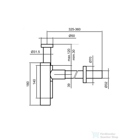 Laufen mosdó szifon,PVD fényes arany H3749800010001