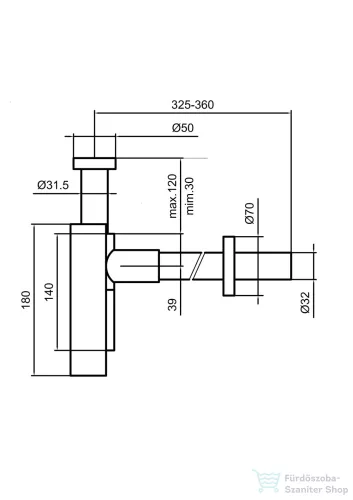 Laufen mosdó szifon,Matt titán fekete H3749800810001