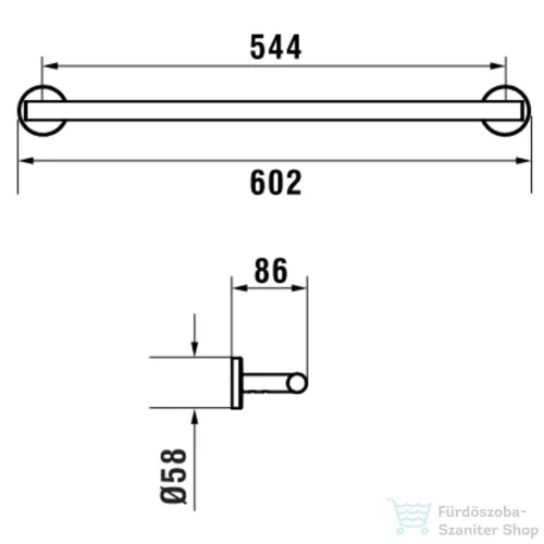 Laufen NIARA 60,2 cm-es törölközőtartó, Titanium matt fekete H3810621630001