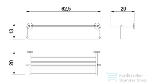 Jika BASIC 62,5 cm-es törölközőtartó polc, króm H3813A60040001