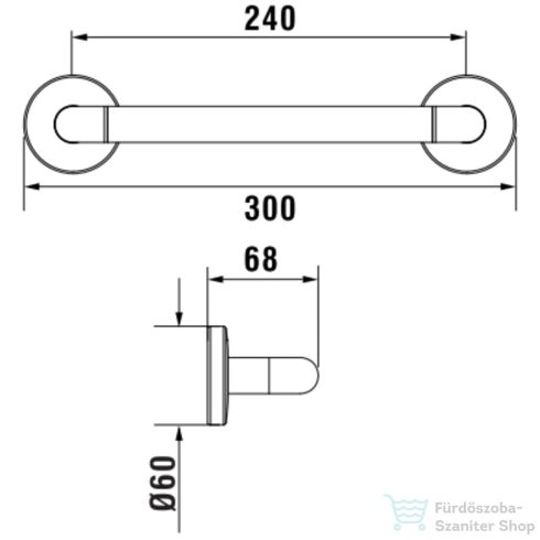 Laufen NIARA 30 cm-es fali kapaszkodó, króm H3890600040001