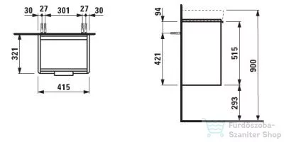 Laufen Base Alsószekrény, egy jobbos ajtóval a 815961 mosdóhoz, matt fehér H4021121102601 ( 402112 )