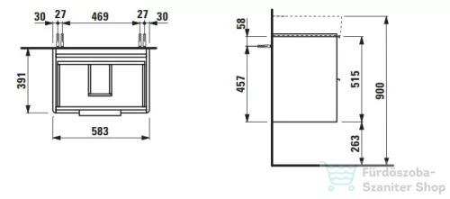 Laufen Base 58,5 cm széles két fiókos alsószekrény H810283 mosdóhoz,Világos szil H4022521102621