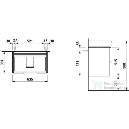 Laufen Base 63,5x39 cm-es 2 fiókos alsószekrény H810284 mosdóhoz,világos szil H4023121102621