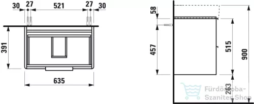 Laufen Base 63,5x39 cm-es 2 fiókos alsószekrény H810284 mosdóhoz,traffic grey H4023121102661