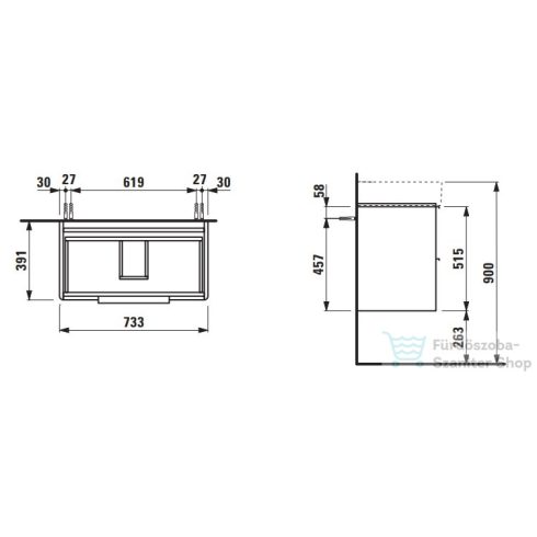 Laufen Base 73,5 cm széles két fiókos alsószekrény H810285 mosdóhoz,Traffic Grey H4023521102661