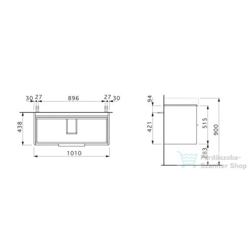 Laufen Base 101x44 cm-es 2 fiókos alsószekrény H813966 mosdóhoz,sötétbarna szil H4024521102631