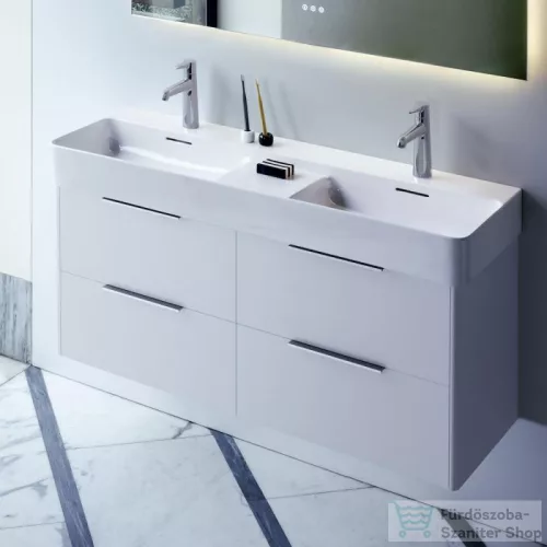 Laufen Base 118x39 cm-es 4 fiókos alsószekrény fiókrendezővel H814282 mosdóhoz,fényes fehér H4025341102611