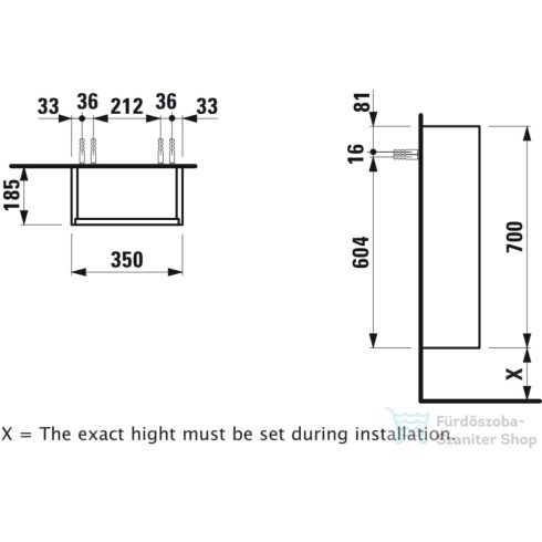 Laufen Base 70x35x18,5 cm-es 1 ajtós szekrény,balos,fényes fehér H4026111102611