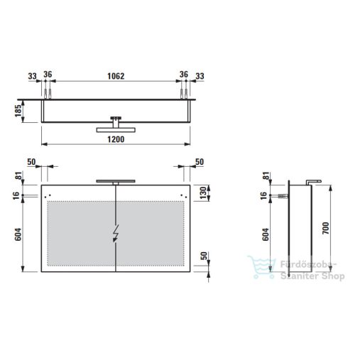 Laufen BASE 120 tükrös szekrény, világítással és dugaljzattal, traffic grey H4029021102661