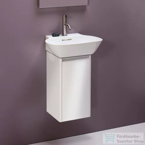 Laufen Base 27,7x29,6x52 cm-es 1 ajtós alsószekrény eloxált alumínium fogantyúval H815301 mosdóhoz,balos,fényes fehér H4030111102611