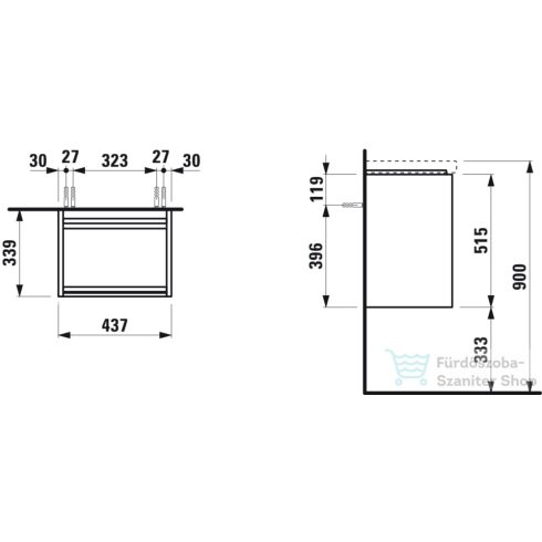 Laufen Lani 43,5 cm-es 1 ajtós alsószekrény H815081 mosdóhoz jobbos ajtóval,Traffic Grey H4035021122661