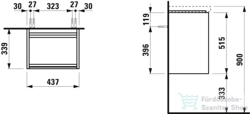 Laufen Lani 43,5 cm-es 1 ajtós alsószekrény H815081 mosdóhoz jobbos ajtóval,Traffic Grey H4035021122661