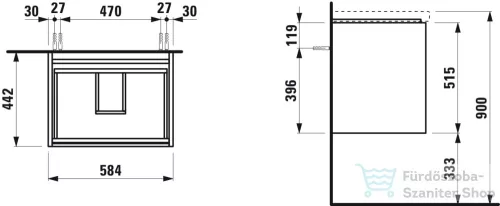 Laufen Lani 58,5 cm-es 2 fiókos alsószekrény H810083 mosdóhoz,Vad tölgy H4035321122671
