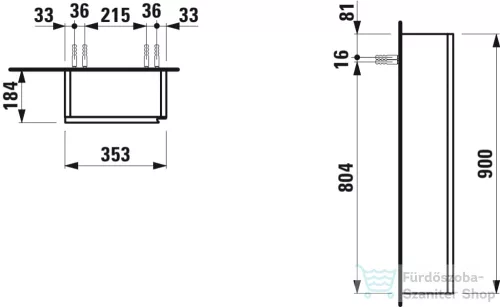 Laufen Lani 90x35,5x18,5 cm-es 1 ajtós balos szekrény,Traffic Grey H4037111122661