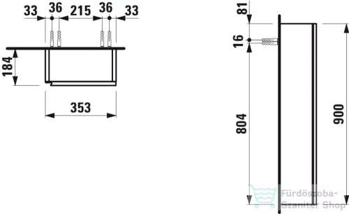 Laufen Lani 90x35,5x18,5 cm-es 1 ajtós jobbos szekrény,fényes fehér H4037121122611