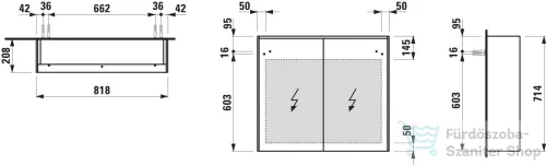 Laufen LANI tükrös szekrény, 80 cm, 2 ajtóval, LED-világítással, Vad tölgy H4037621122671