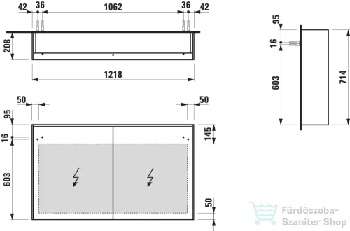 Laufen LANI tükrös szekrény, 120 cm, 2 ajtóval, LED-világítással, matt fehér H4038221122601