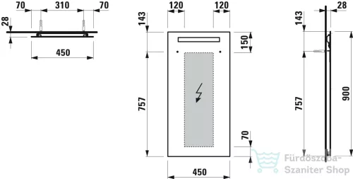 Laufen LANi 45 cm-es tükör, LED világítással H4038501121441