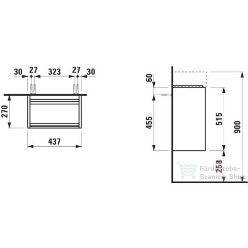 Laufen Lani 43,5 cm-es 1 ajtós alsószekrény H815334 mosdóhoz ajtózsanér jobb oldalon, matt fehér H4039021122601