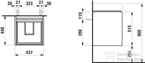 Laufen Lani 45 alsószekrény, 2 fiókkal, H815331 mosdóhoz, Traffic Grey H4039221122661