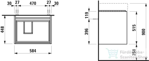 Laufen Lani 60 alsószekrény, 2 fiókkal, H810334 mosdóhoz, matt fehér H4039321122601