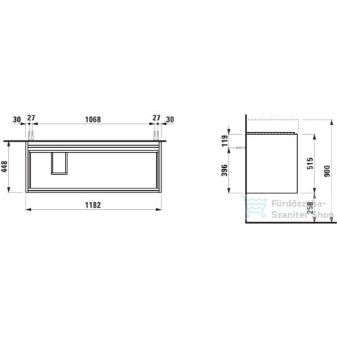Laufen Lani 120 alsószekrény, 2 fiókkal, H813332 mosdóhoz, matt fehér H4039721122601